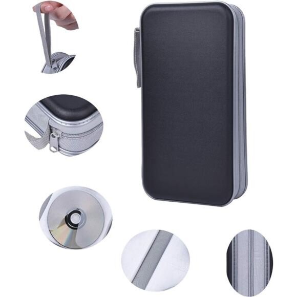 CD Case,96 Capacity CD Holder Hard Plastic CD Storage Wallet Protective - Picture 3 of 7